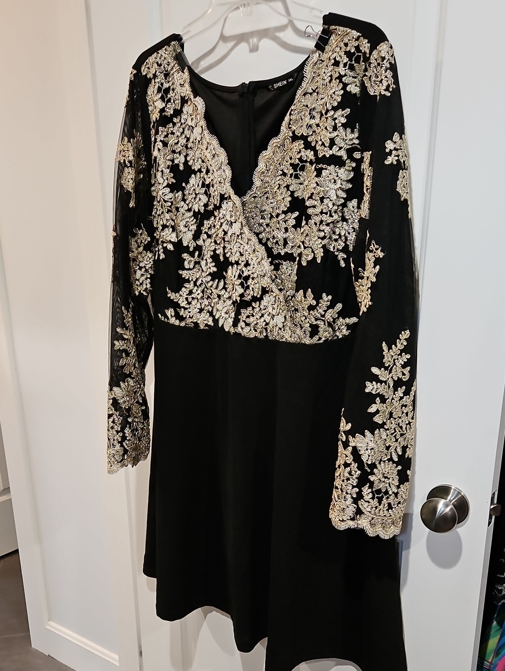 Black And Gold Long Sleeve Dress